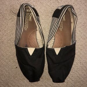 Toms canvas espadrilles size 10 black tan